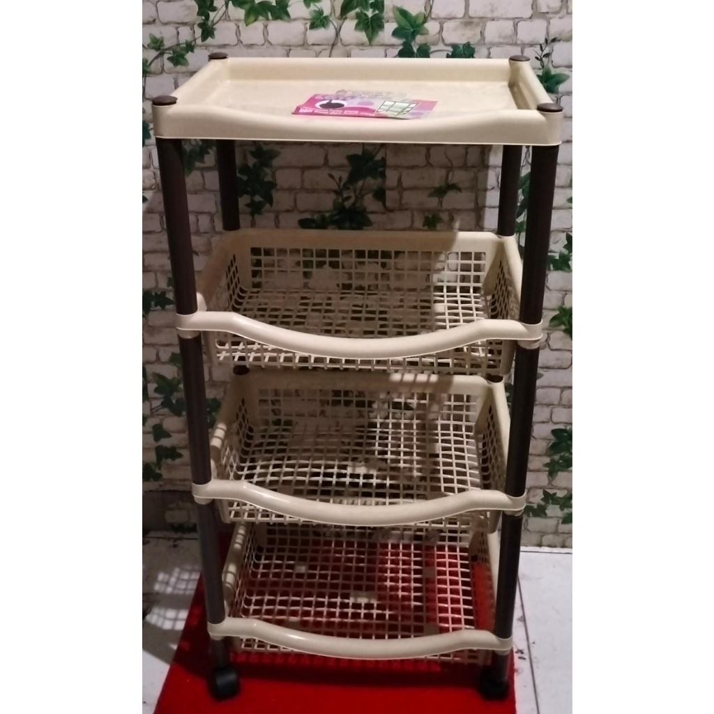 RAK SALON SUSUN 4 RODA COKLAT / RAK LANTAI BERODA  LOTUS COKLAT / RAK KAMAR / RAK SERBAGUNA / RAK KO