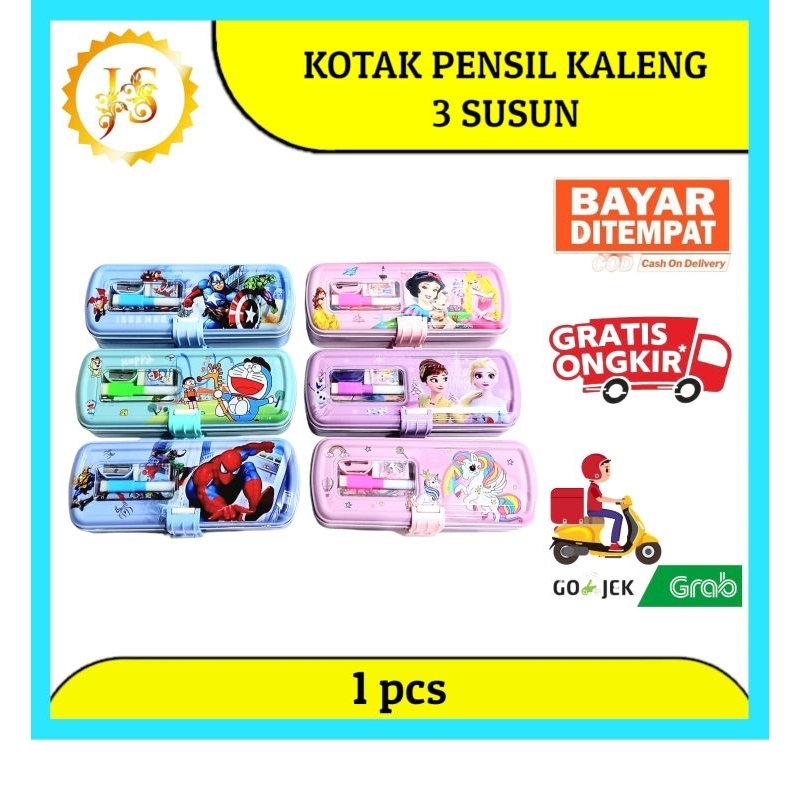 

3323 KOTAK PENSIL KALENG 3 SUSUN LENGKAP DENGAN ISI ADA WHITEBOARD