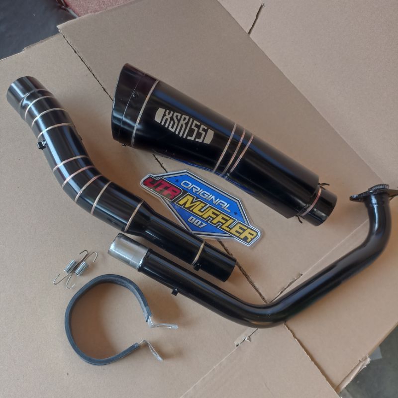 Knalpot custom XSR 155 bass bulat Fullsystem lengkap