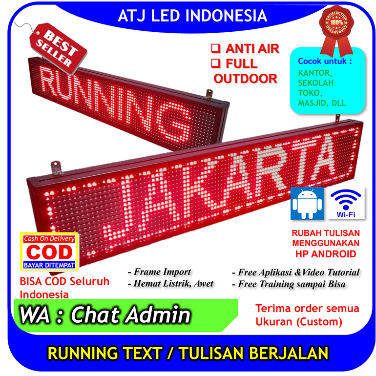 Tulisan berjalan running text lampu LED videotron