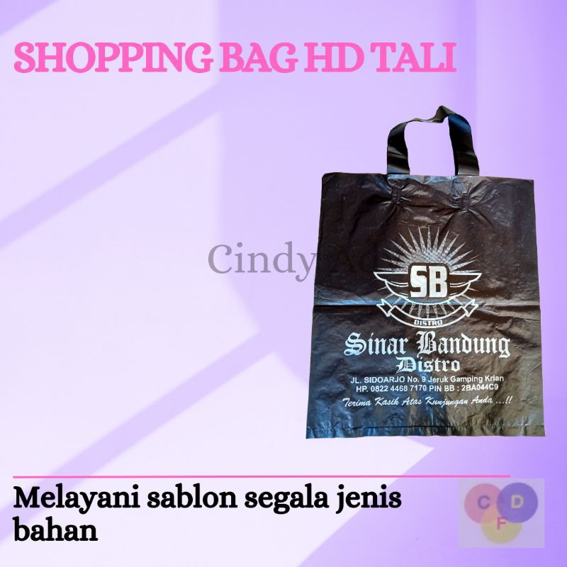 plastik shopping bag untuk olshop/Tas plastik custom/Sablon tas Plastik Olshop/shopping bag hd tali