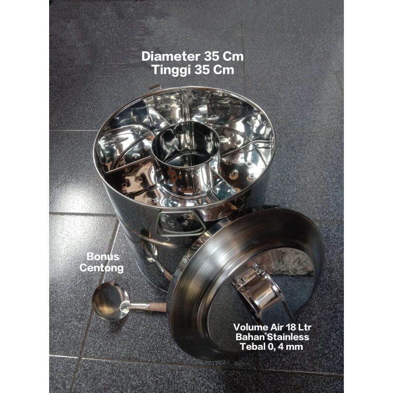 Dandang Bakso Sekat 4 Ukuran 35 Cm x 35 Cm Bahan Stainless