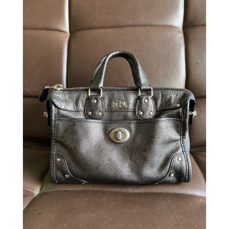 tas coach metalic platinum preloved second hand bag sling
