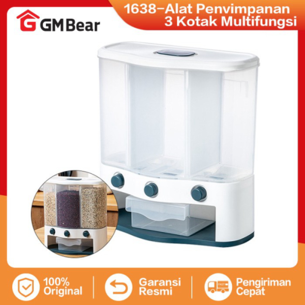 

Unik GM Bear Dispenser Beras Transparan 3 in 1 1638 - Rice Bucket 12L Berkualitas