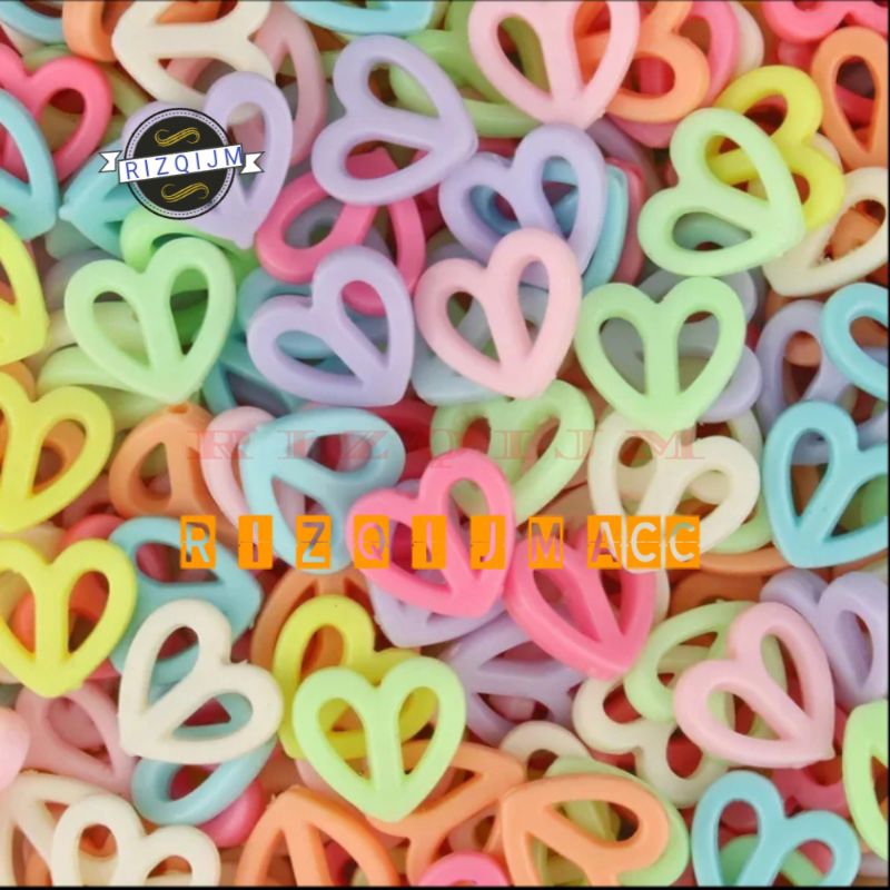 {25pcs} Manik Manik Mote Pastel Motif Love Belah Bahan Kerajinan