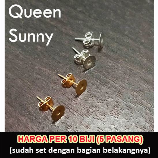 10 Biji Anting Tusuk Logam Set Dengan Belakangnya Bahan Anting Aksesoris Jewelry Perhiasan DIY Craft