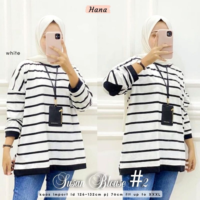 Susan blouse #2 kaos import super jumbo Ld 126 by Hana