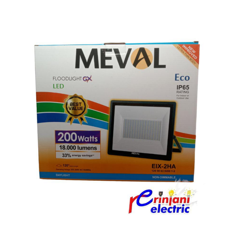 LAMPU SOROT MEVAL 200W/ FLOOD LIGHT MEVAL  WARNA PUTIH