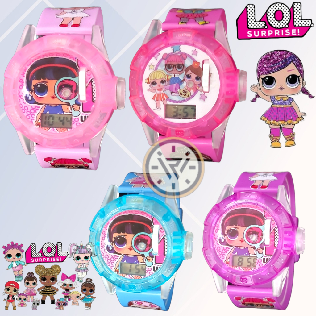 jam anak laser musik LOL Jam Tangan Anak Laser Proyektor Lampu Musik Karakter Cewek LOL Jam tangan a