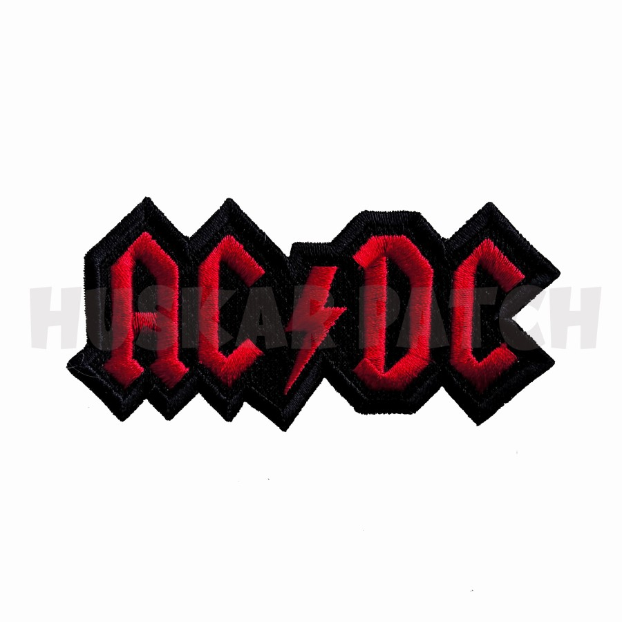 PATCH BORDIR / EMBLEM BORDIR JAHIT ACDC HIGH VOLTAGE LOGO RED CUTTING