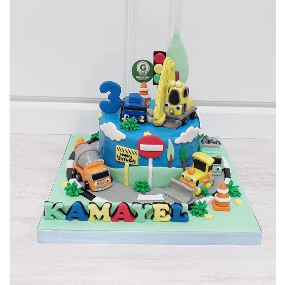 

CAKE TEMA TRUCK KONTRUKSI UK 15CM / KUE ULANG TAHUN