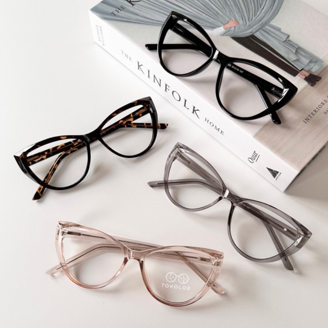 Frame Lucia - Kacamata Fashion Cateye Optik Lensa Minus Cylinder Antiradiasi Blueray Fotokromik Blue