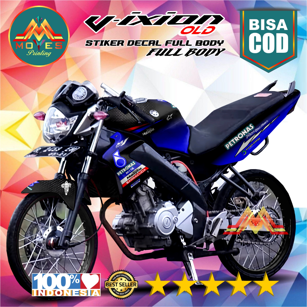 Terbaru Anti Luntur,  Bisa Cod Sticker Decal Motor Vixion Old Full Body Motif Petronas stiker vixion