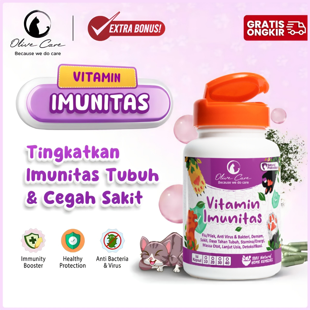 Olive Care Vitamin Imunitas Obat Flu Pilek Kucing Untuk Daya Tahan Tubuh Kucing Anti Sakit Lemas