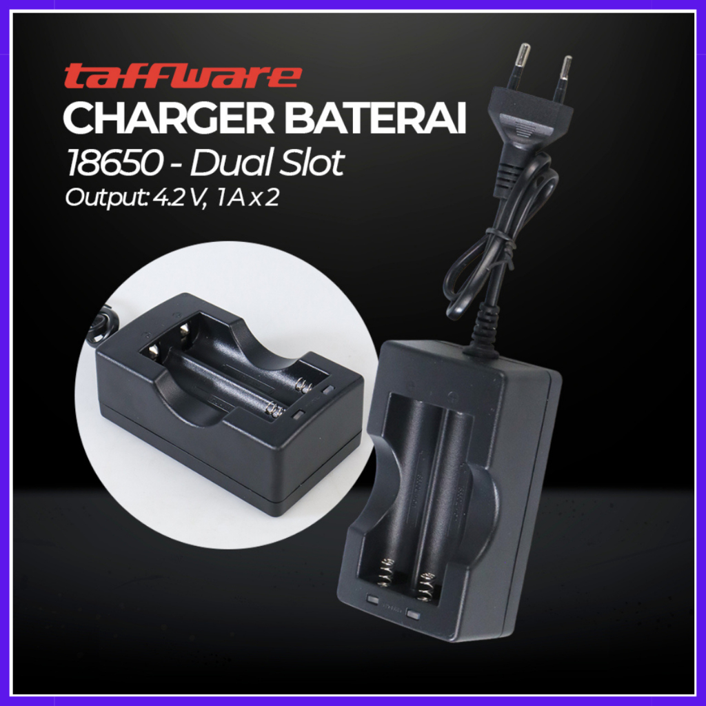 Taffware Charger Baterai Cell Charger 18650 Dual Battery Slot Taffware Charger Baterai Cell Charger 