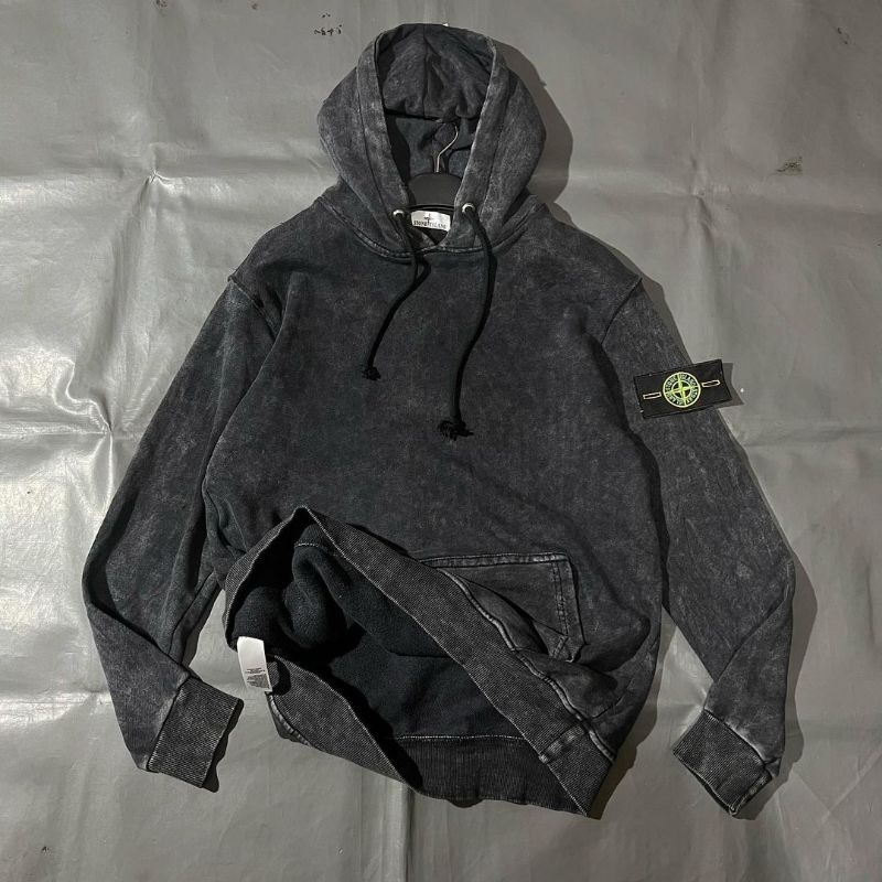 -HYPECASUAL- HOODIE PREMIUM STONE ISLAND WASHED FULL TAG LABEL