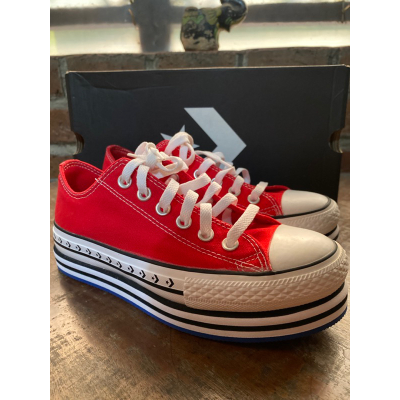 Converse CTAS Archival Lift Platform Layer Logo Play Ox Red