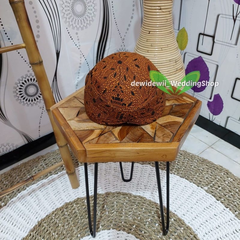 Blangkon Solo Jarik / Bahan Premium - Motif Sido Mukti Coklat