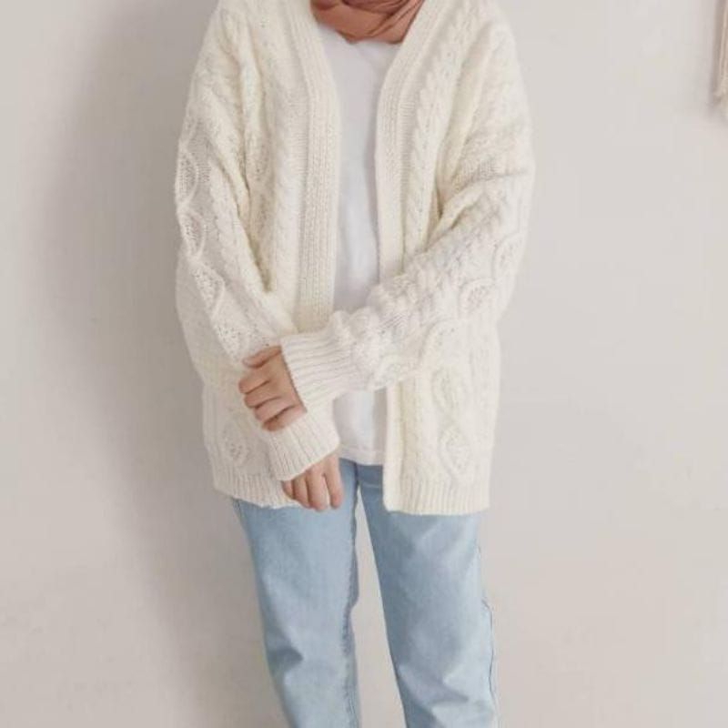 LA long cardigan outer rajut wanita// sweater rajut premium// tanpa kancing