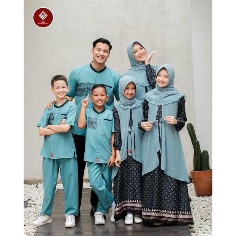 BAJU SARIMBIT FAMILY KOKO RAMA SET CELANA GAMIS KHALIFA SET KERUDUNG SYARI BY ANV
