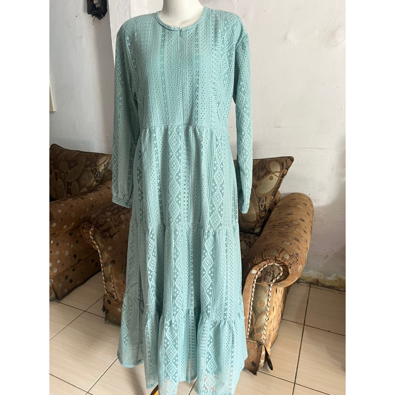 Gamis Sarah Brukat Sky Blue