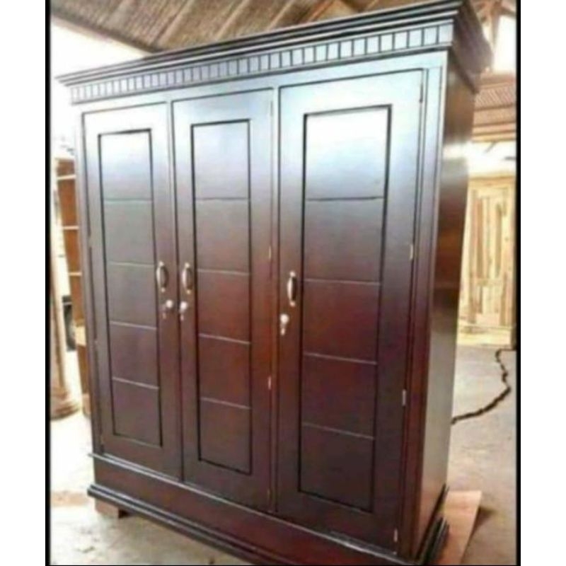 lemari jati 3 pintu full plitur