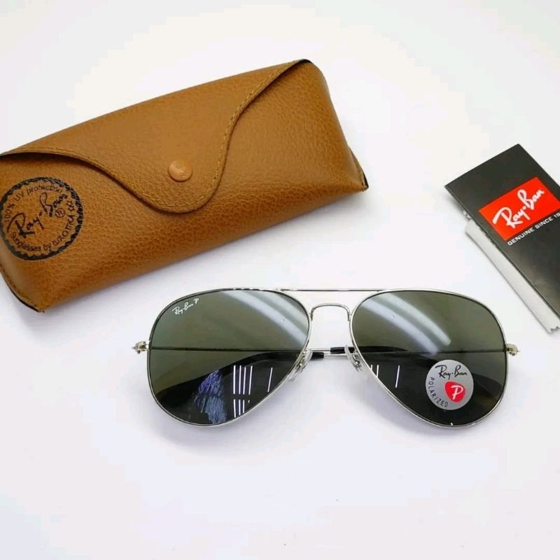Rayban Aviator RB3026 silver frame - black Polarized lense Sunglasses