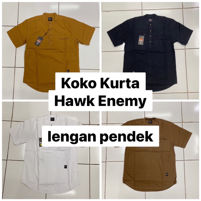 HAWK ENEMY Koko Kurta lengan pendek ukuran M L dan XL / Baju muslim pria / Baju koko pria / Koko kur
