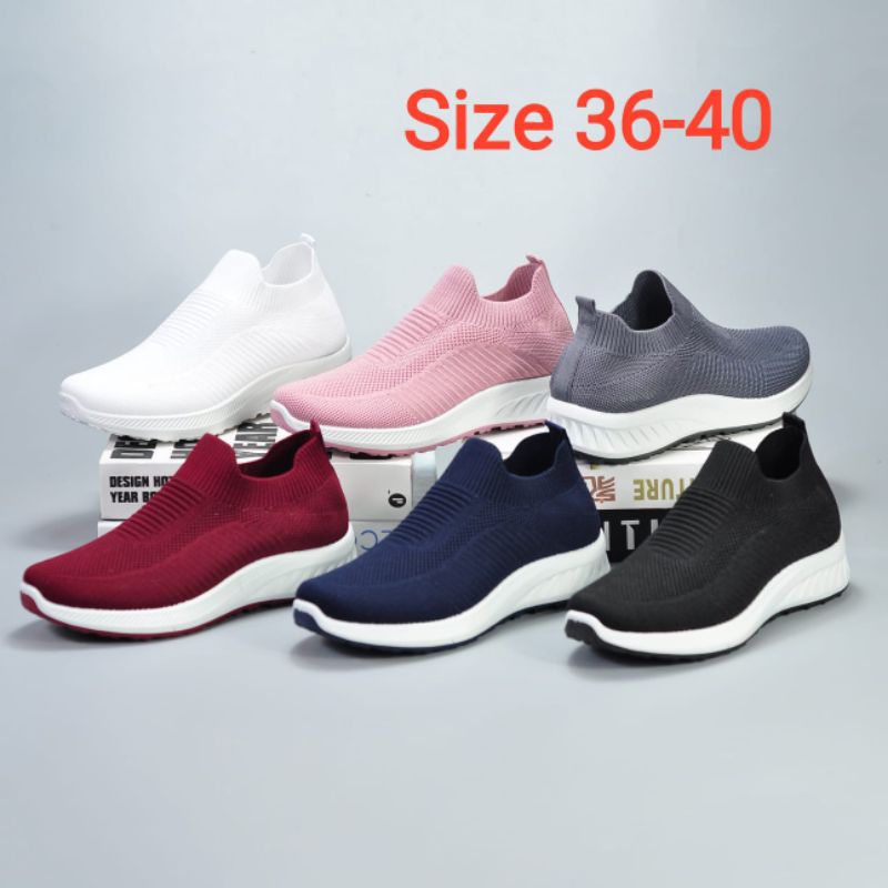 Monaka Sepatu Sneakers Slip On Wanita Import Tanpa Tali Casual Sporty