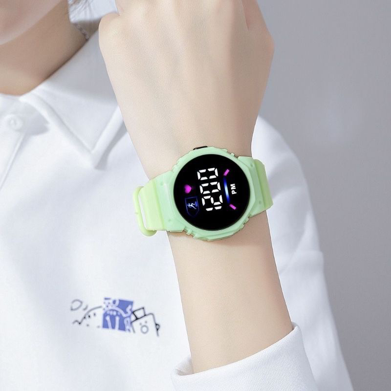 (Grosir Cod)Jam Tangan Wanita Led PM Unisex Digital Strap Karet/Rubber(Dikirim Jakarta)