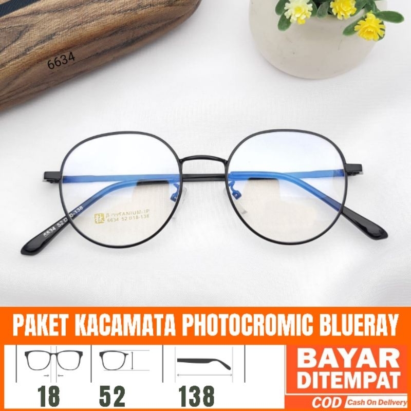 Kacamata 6634 Lensa Antiradiasi Photocromic Blueray