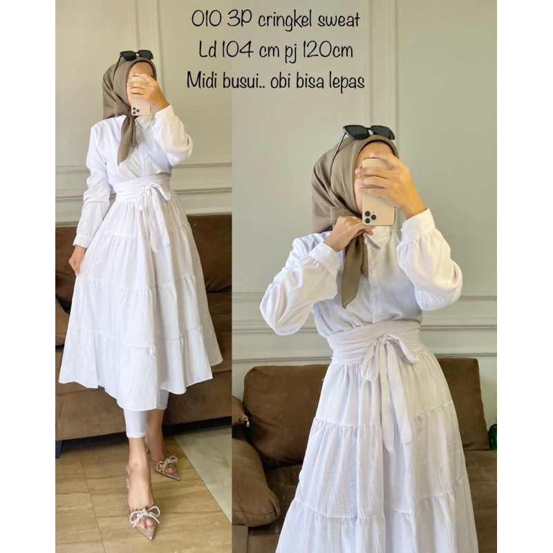 MIDI DRESS PUTIH POLOS LEBARAN | TUNIK VINTAGE LEBARAN | MIDI DRESS PUTIH POLOS