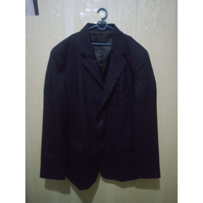 JAS /BLAZER Second Pria Semi Formal Warna Hitam pekat Ukuran S slimfit