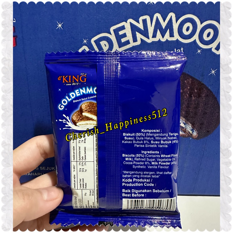 1 Pack isi 10 Sachet D’KING Goldenmoon ~ Biskuit Salut Cokelat