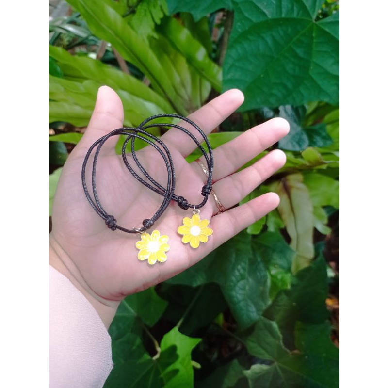 {COD}SEPASANG GELANG TALI KOREA DAISY BULBIN &amp; BUNGA