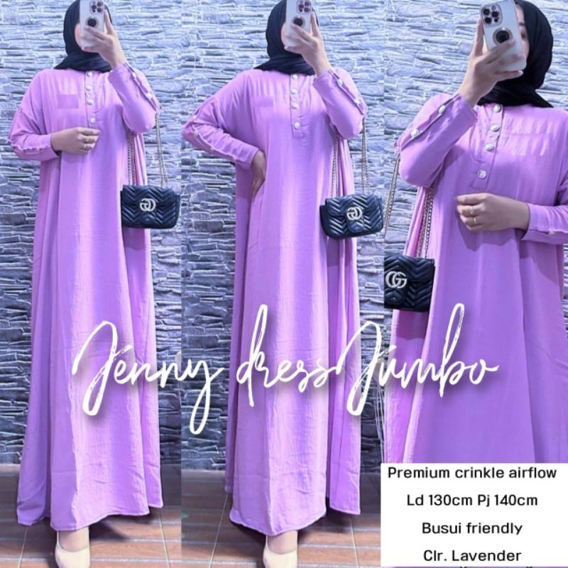 JENNY DRESS JUMBO LD 130 cm bahan cringkle WANITA TERBARU