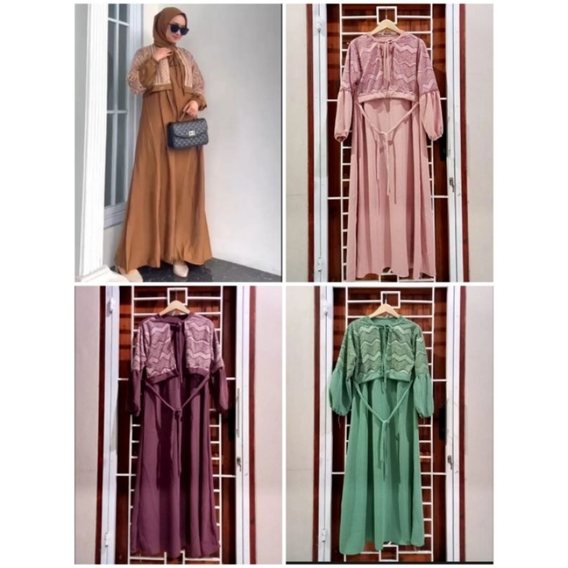 GAMIS CRINKLE BROKAT KOMBINASI ROMPI//GAMIS BUSUI WANITA DEWASA JUMBO LD 120