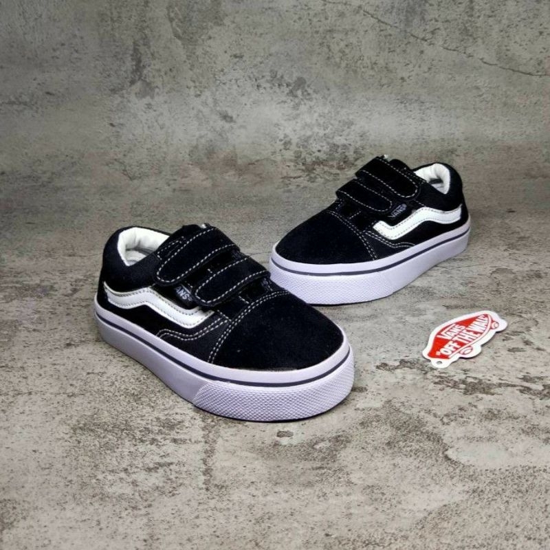 Sepatu Vans Anak Old Skool Hitam Velkro Sekolah Sepatu Anak Sneakers Old Skool Premium