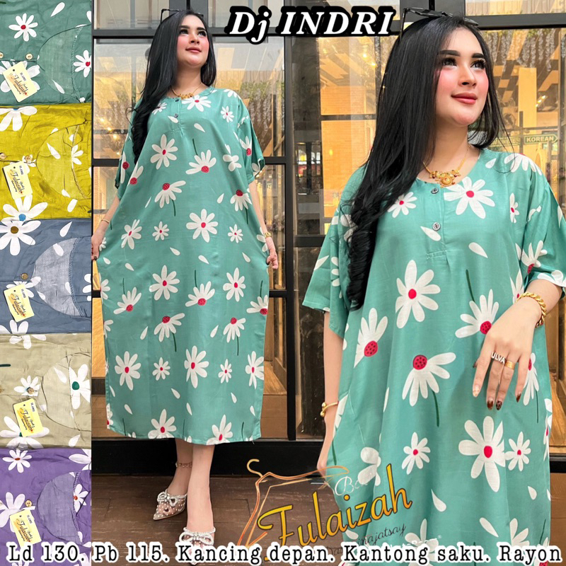 Daster Jumbo Indri Panjang Selutut | Baju Tidur Santai Wanita Kekinian Kancing Depan Bumil Busui Friendly