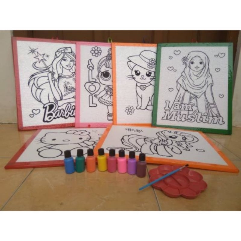 

stereofom list gambar ukuran 50x33 (jumbo)isi 6 gambar+5 warna cat (kuas-palet)/ edukasi anak