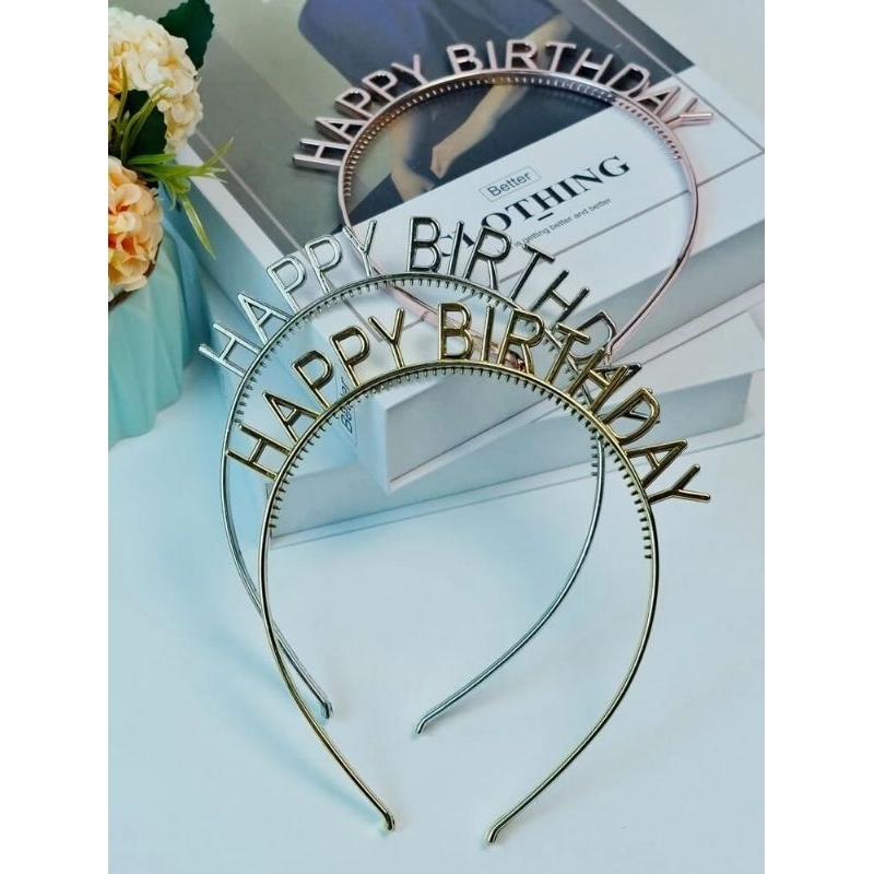 bando ultah ulang tahun candy warna warni headband birthday headband happy birthday plastik anak anak dewasa remaja wanita HBD Photoshoot ikat kepala huruf