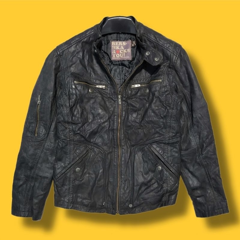BERSHKA Bikers Jaket Kulit Riders Pria