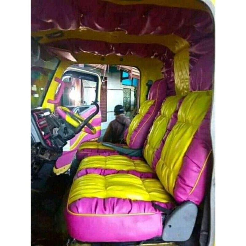 Paket sarung jok+stir+plafon Canter, dyna, hino, Isuzu model sofa full