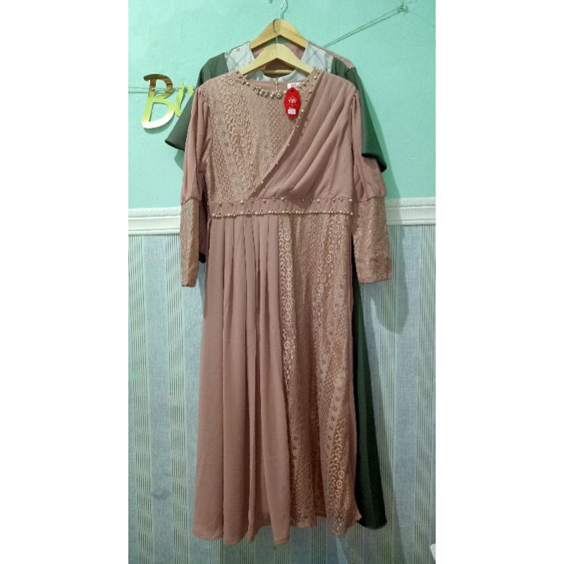 GAMIS CERUTY BABY DOLL FULL PURING WARNA MAUVE