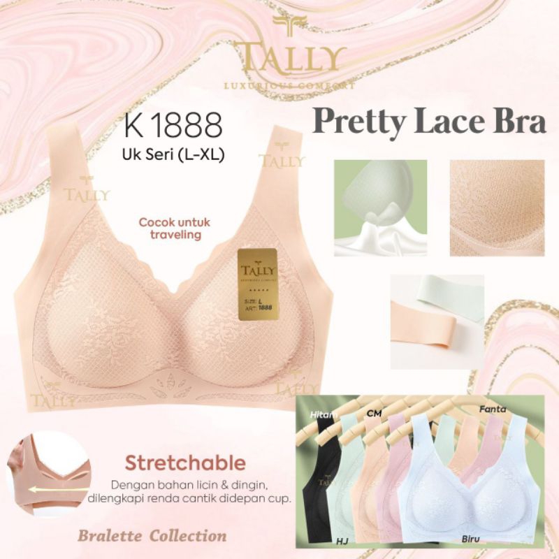 TALLY BRA BH KEMBEN BRALETTE 1888 I CUP B I BUSA TIPIS I TANPA KAWAT I BAHAN SEAMLESS I SIZE L - XL