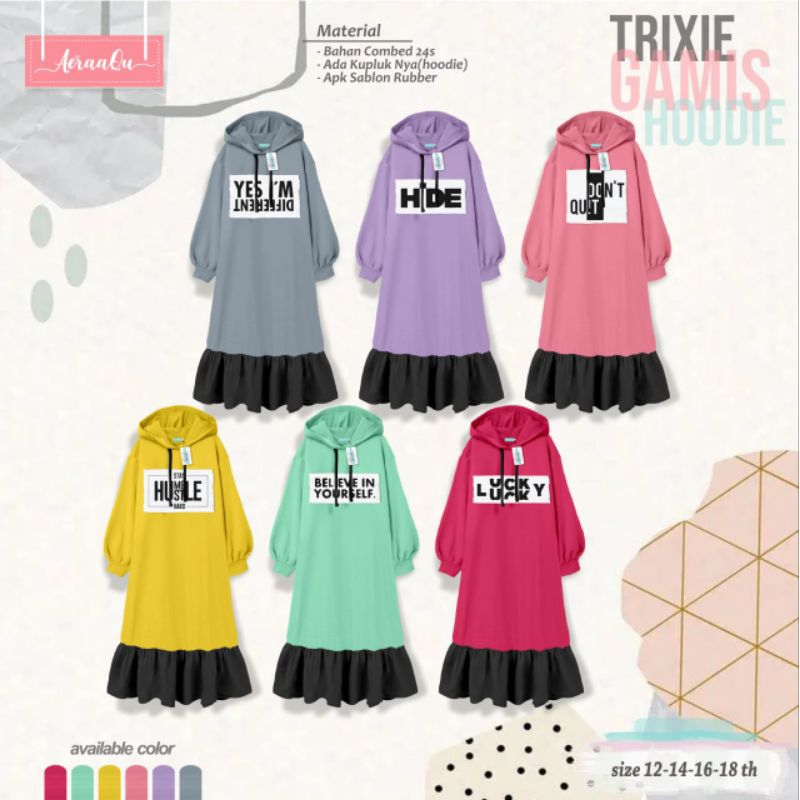 GAMIS HOODIE TRIXIE | GAMIS ANAK SIZE 12-18th BY AERAAQU