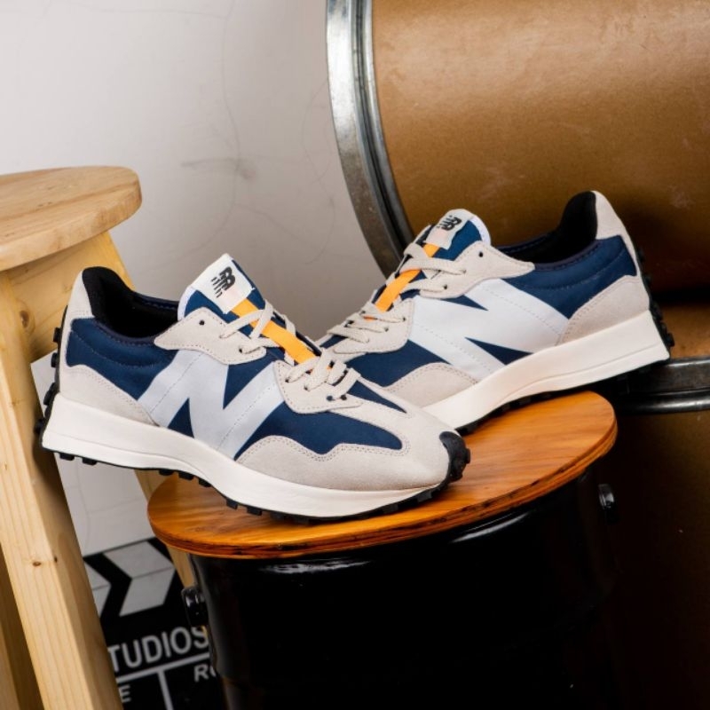 SALE SALE Sepatu Sneakers Original New Balance WS327BA Beige Navy Blue - pria wanita ( Gambar Asli P