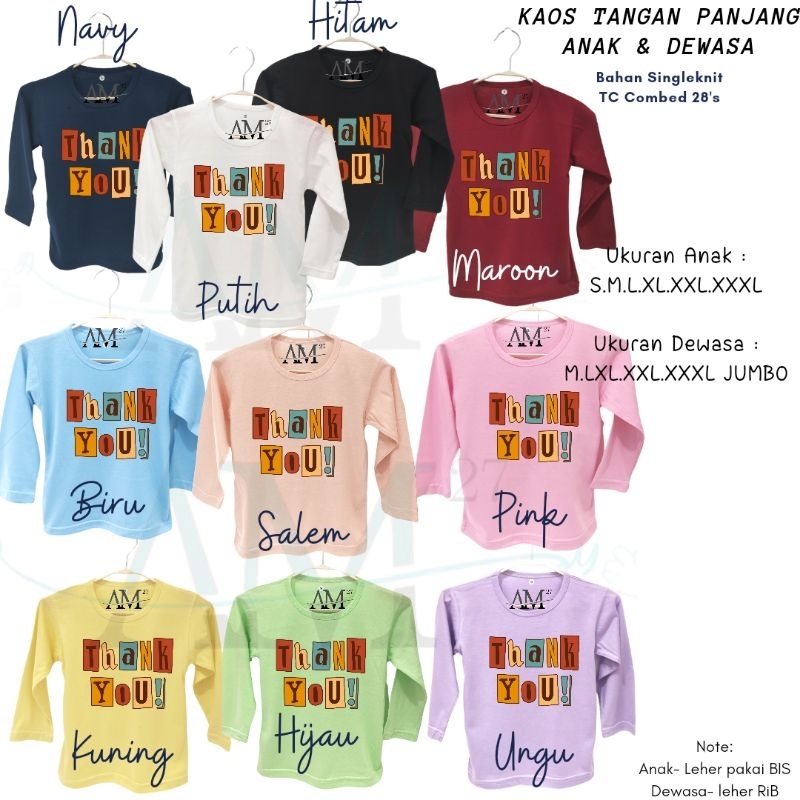 TPJ013 Baju Kaos Anak 1-12 tahun s/d Remaja Dewasa Hi Anya i love you thank you