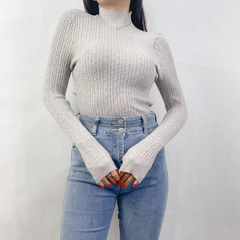 [LUXE.DLABEL] - D55 TOP [ Turtle Neck Wanita Atasan Rajut Import wanita Atasan lengan panjang rajut Kaos wanita Atasan Wanita Atasan Korea wanita Korean top Croptop Croptee Atasan perempuan Top premium quality]