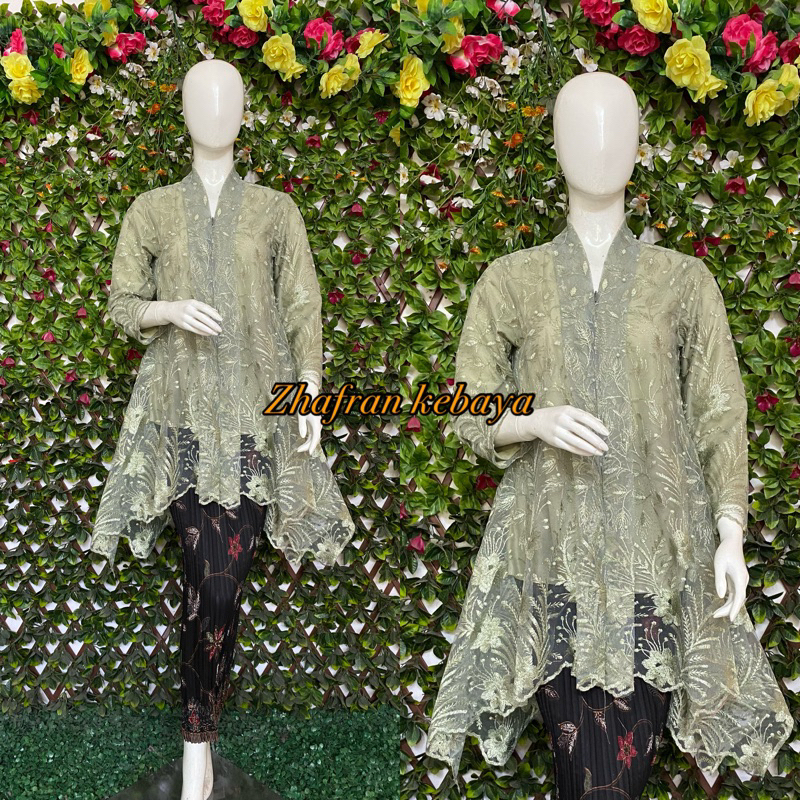 Kebaya Brukat Modern kartini kutubaru Bahan Tulle Premium (Twk)